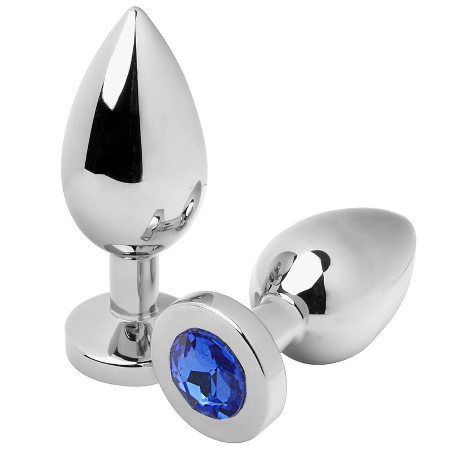 METAL HARD - ANAAL PLUG DIAMANTBLAUW MEDIUM 7.62CM