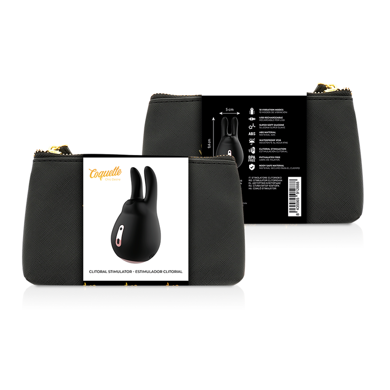 COQUETTE CHIC DESIRE - ZWART / GOUD CLITORALE STIMULATOR KONIJN