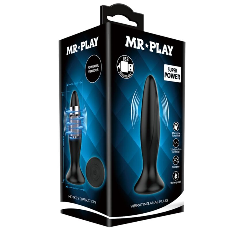 MR PLAY - OPLAADBARE ZWARTE VIBRERENDE ANAALPLUG