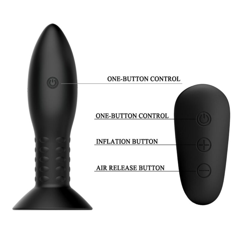 MR PLAY - PLUG MET DRAAIENDE BALLEN ZWARTE AFSTANDSBEDIENING