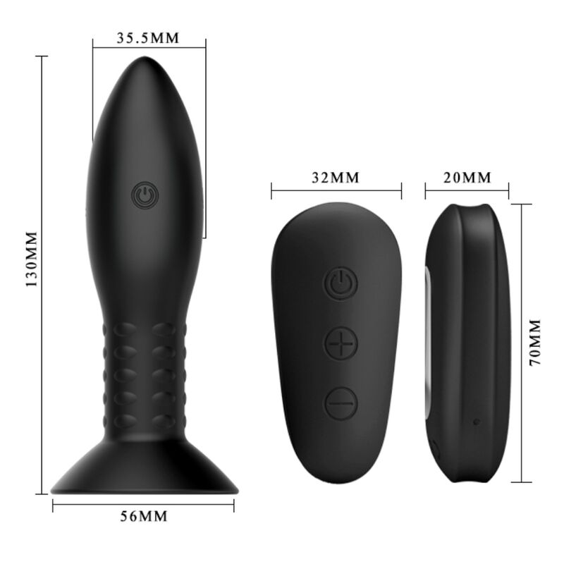 MR PLAY - PLUG MET DRAAIENDE BALLEN ZWARTE AFSTANDSBEDIENING