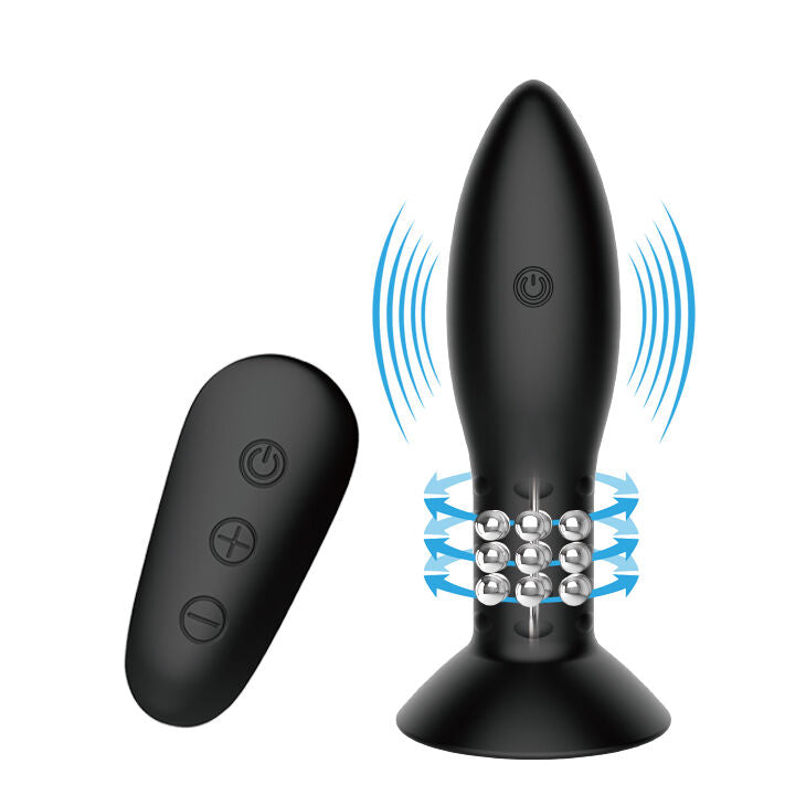 MR PLAY - PLUG MET DRAAIENDE BALLEN ZWARTE AFSTANDSBEDIENING