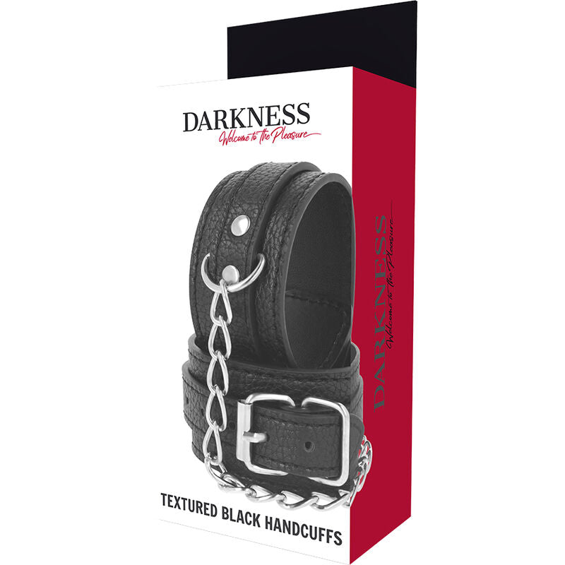 DARKNESS - ZWARTE GESTRUCTUREERDE LEDEREN HANDBOEIEN