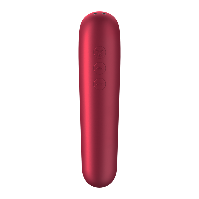 SATISFYER - DUBBELE LIEFDE VIBRATOR EN ZUIG HITTER MET GEPULSEERDE LUCHT ROOD