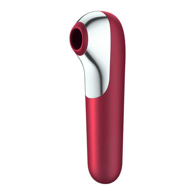 SATISFYER - DUBBELE LIEFDE VIBRATOR EN ZUIG HITTER MET GEPULSEERDE LUCHT ROOD