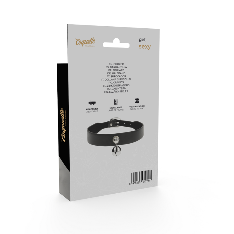 COQUETTE CHIC DESIRE – vegan leren halsband met belaccessoire