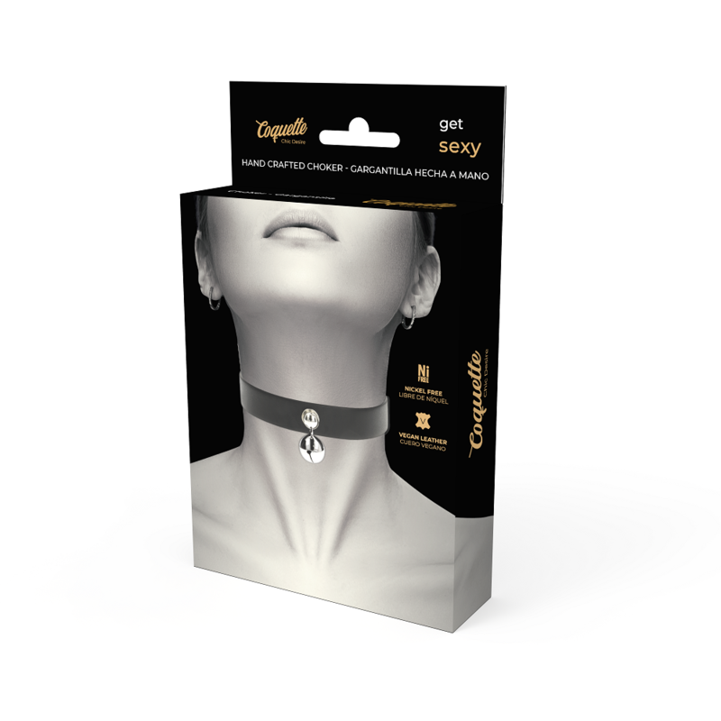 COQUETTE CHIC DESIRE – vegan leren halsband met belaccessoire
