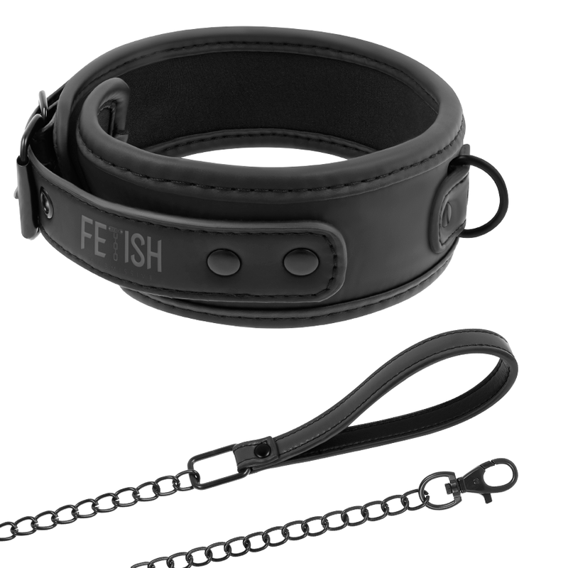 FETISH SUBMISSIVE – halsband met ketting in neopreen uitvoering