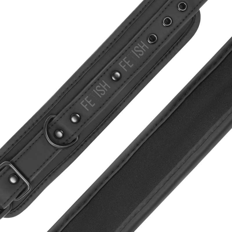 FETISH SUBMISSIVE – halsband en handboeien veganistisch gelezen met neopreen voering