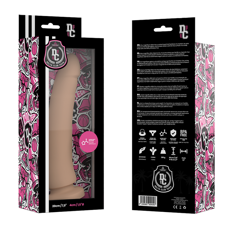 DELTA CLUB - REALISTISCHE NATUURLIJKE MEDISCHE SILICONEN DILDO 20 CM -OF- 4 CM