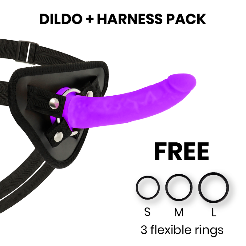 DELTA CLUB - SPEELGOED HARNAS + LILAC MEDISCHE SILICONEN DILDO 17 CM -O- 3 CM