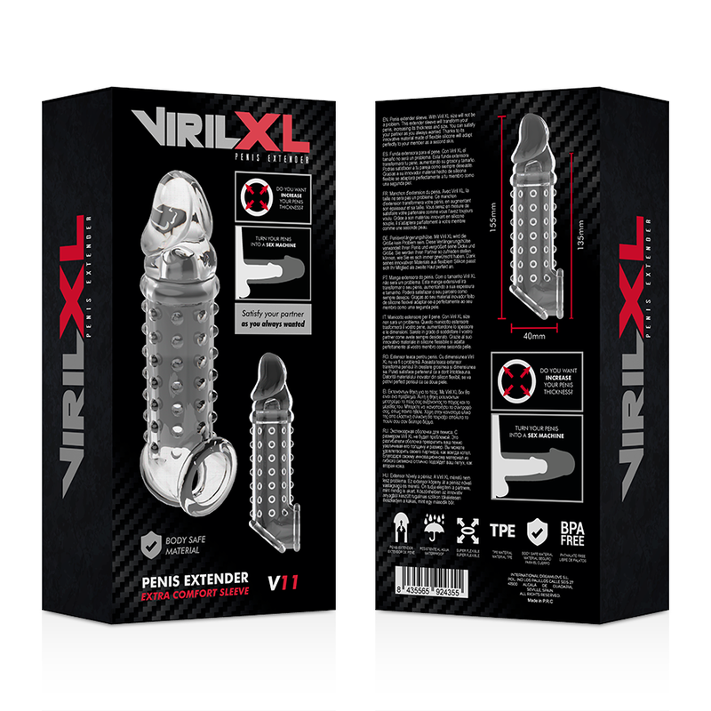 VIRILXL - TRANSPARANTE V11 PENISVERLENGING EN -MOUW