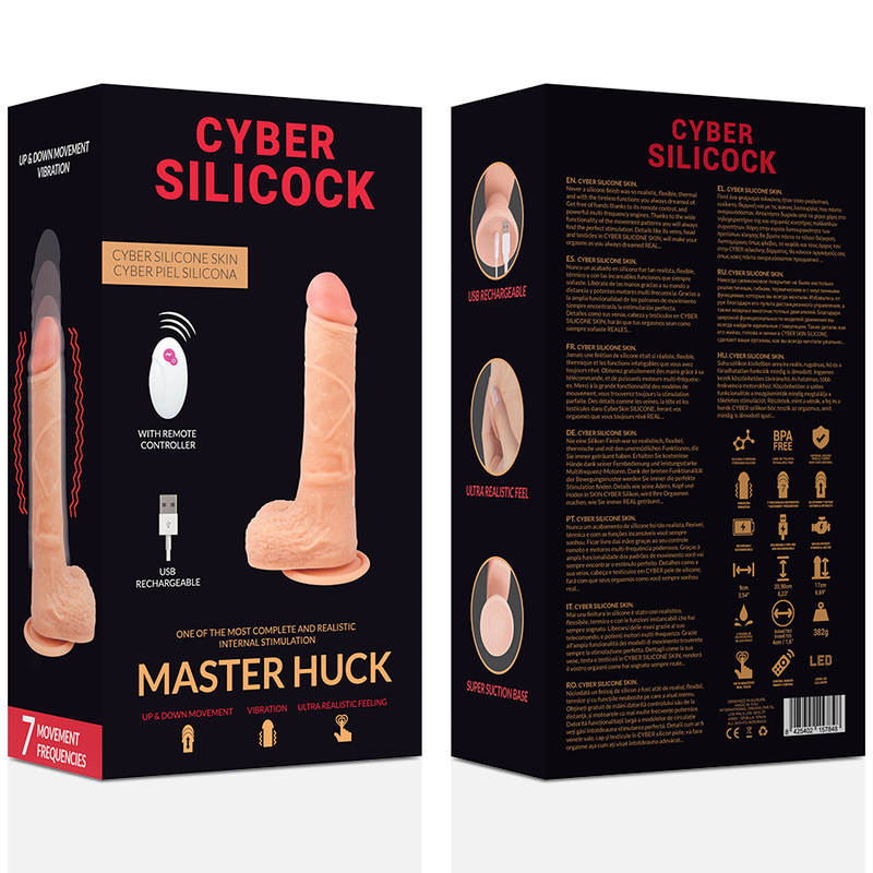 CYBER SILICOCK - REALISTISCHE MASTER HUCK AFSTANDSBEDIENING 20,9 CM -O- 4 CM