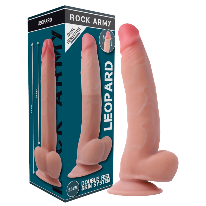ROCKARMY - HARNAS + DUBBELE DICHTHEID LUIPAARD REALISTISCHE DILDO 23 CM -O- 4.77 CM