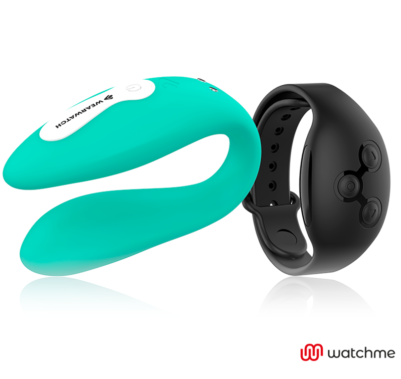 WEARWATCH - VIBRATOR MET DUBBELE TECHNOLOGIE WATCHME AQUAMARINE / JET BLACK