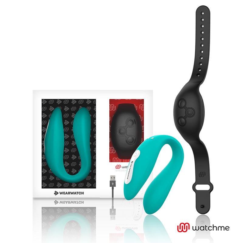 WEARWATCH - VIBRATOR MET DUBBELE TECHNOLOGIE WATCHME AQUAMARINE / JET BLACK