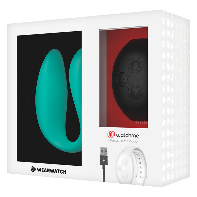 WEARWATCH - VIBRATOR MET DUBBELE TECHNOLOGIE WATCHME AQUAMARINE / JET BLACK