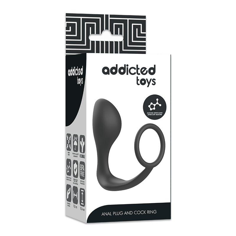 ADDICTED TOYS - ZWARTE SILICONEN ANAALPLUG MET RING