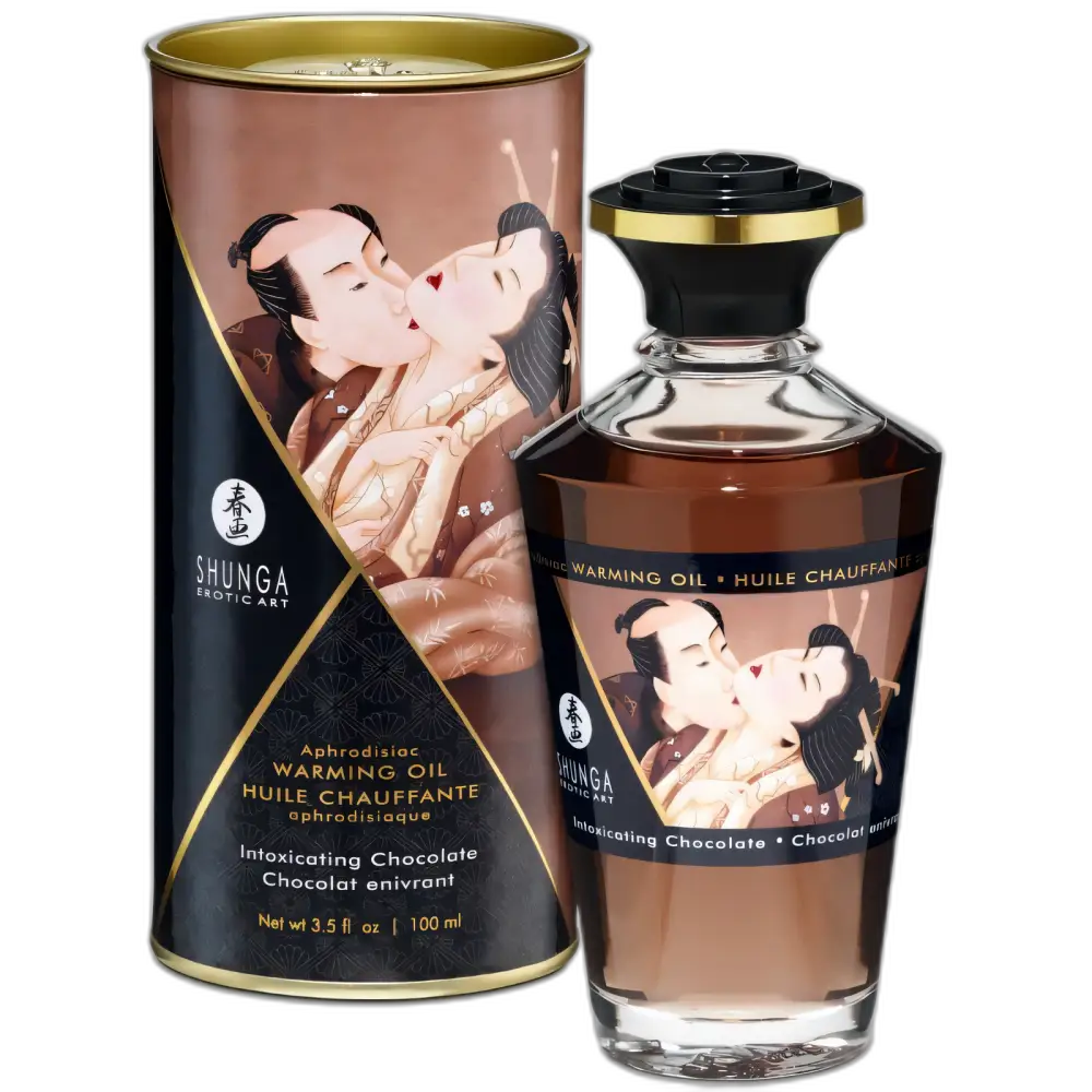 SHUNGA - ACEITE MASAJE EFECTO CALOR SABOR INTENSO CHOCOLATE 100 ML