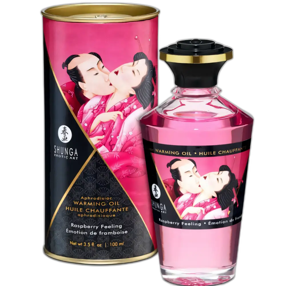 SHUNGA - ACEITE MASAJE EFECTO CALOR SABOR INTENSO FRAMBUESA 100 ML