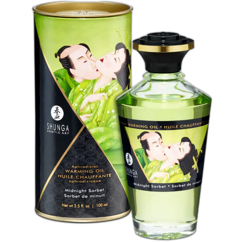 SHUNGA - ACEITE MASAJE EFECTO CALOR SABOR SORBETE DE MEDIANOCHE 100 ML